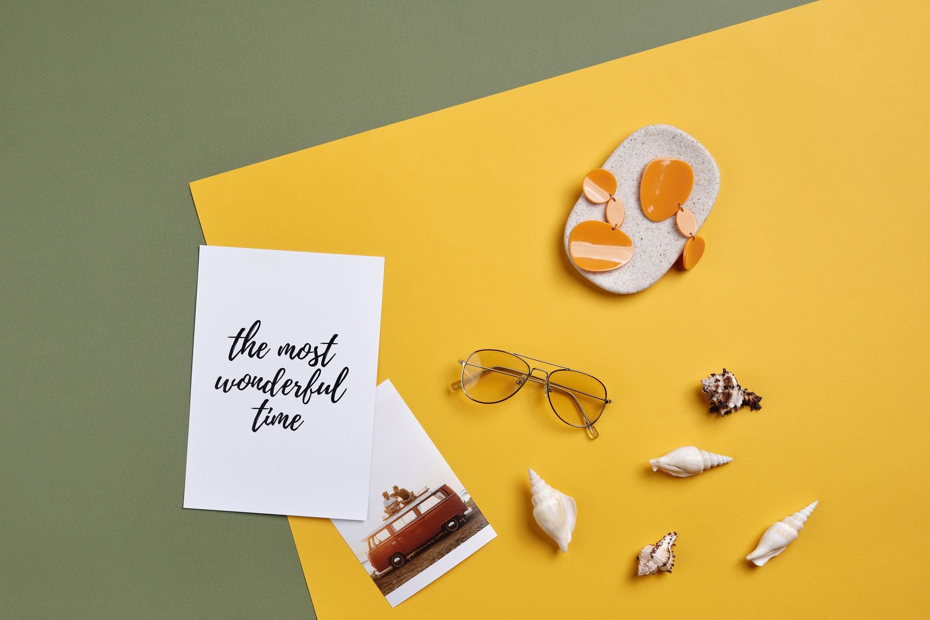 Police fashion accessories flatlay on warm-toned surface